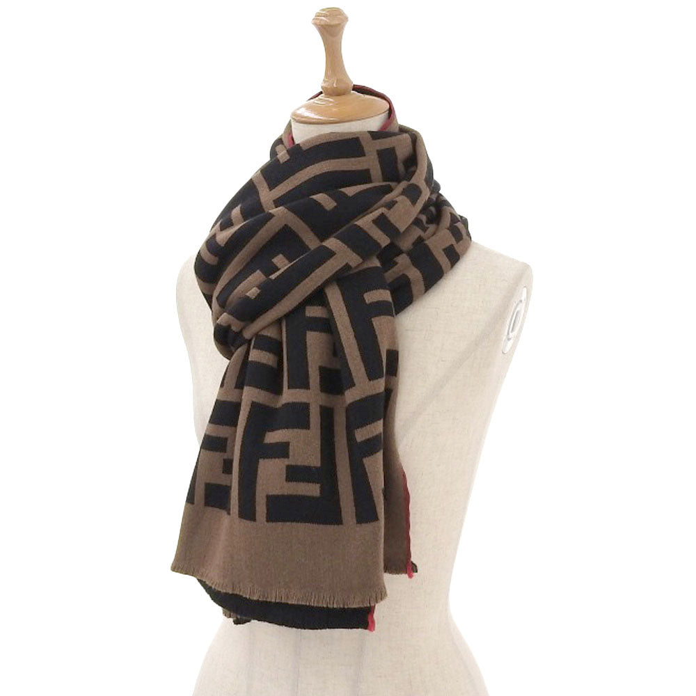 Fendi Zucca FF Logo Wool Silk Stole Shawl