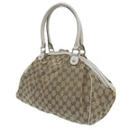 Gucci GG Canvas Leather Handbag Beige