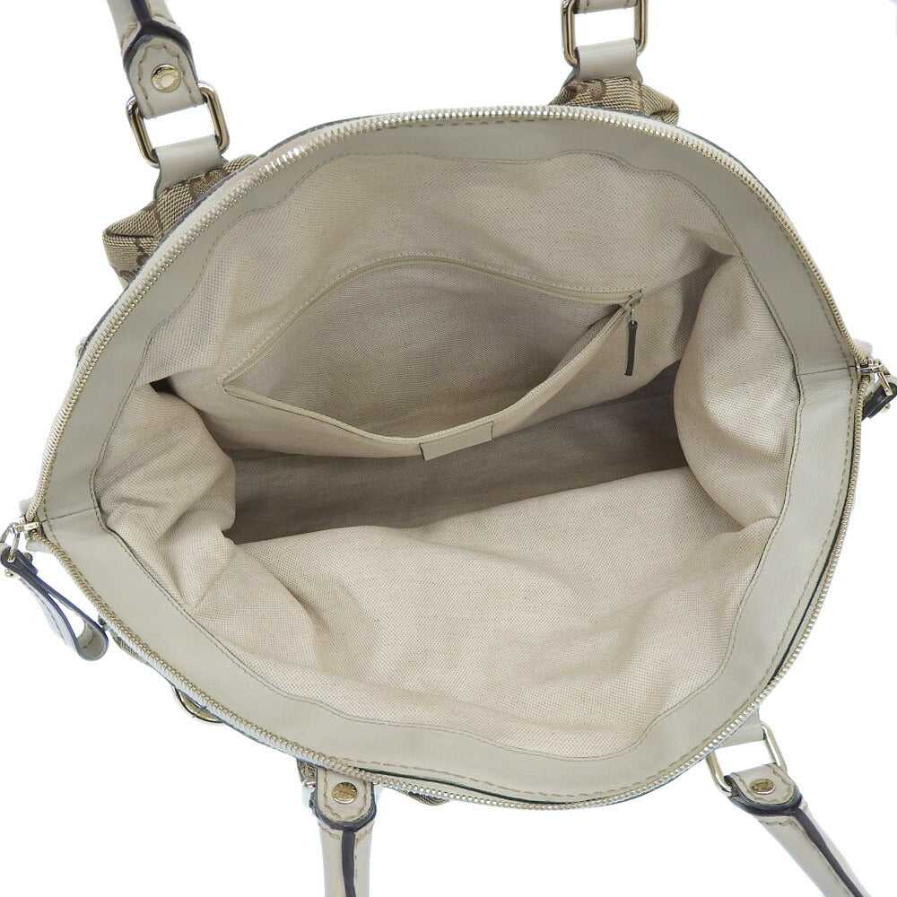 Gucci GG Canvas Leather Handbag Beige