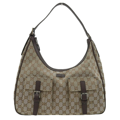 Gucci GG Canvas Shoulder Bag Beige Brown