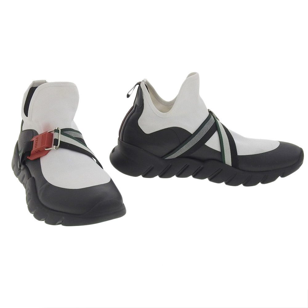 Fendi Canvas Belt Sneakers Black White