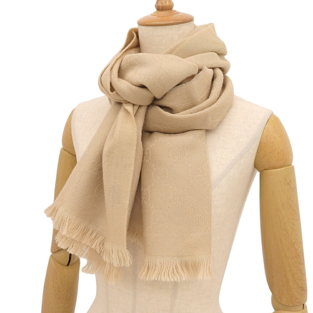 Gucci Wool 100% Interlocking G Logo Scarf Beige