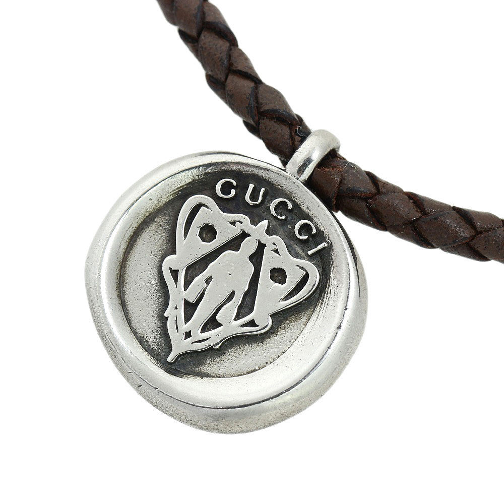 Gucci AG925 Leather Pendant Necklace