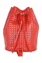 CELINE small C Charm Bucket in red quilted calfskin