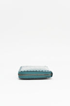 BOTTEGA VENETA Teal crocodile skin continental zip wallet