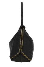 BOTTEGA VENETA Black and gold foiled leather Oro Cervo Ucinetto two-way hobo bag with detachable shoulder strap