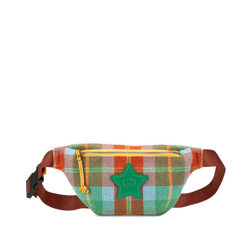 Gucci Children Check Star Canvas Leather Waist Bag