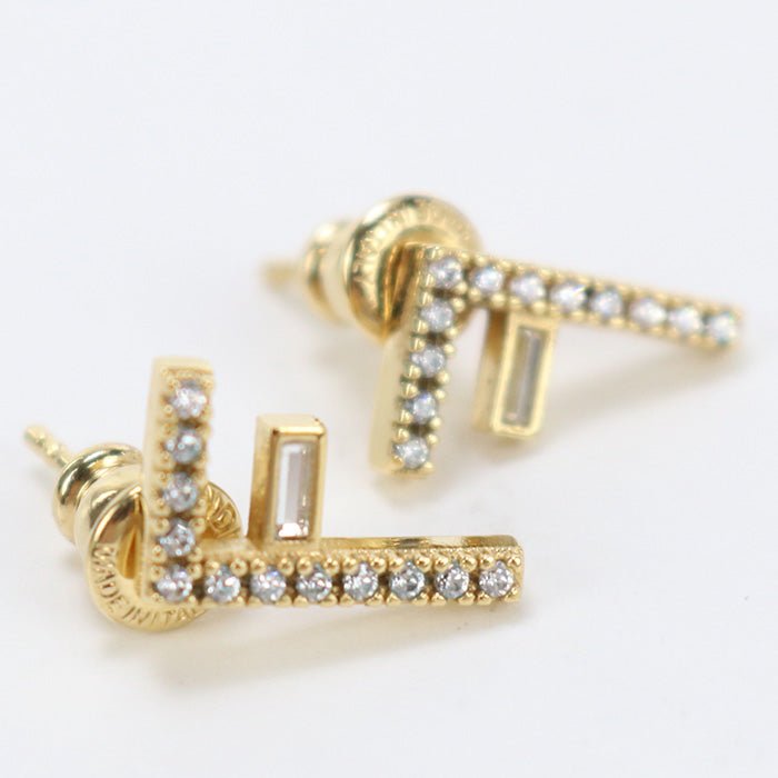 FENDI F logo earrings Pierce metal gold Women