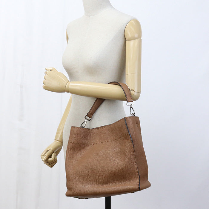 FENDI 8BT218 NDU Handbag Celeria anna 2WAY handbag leather Brown Women