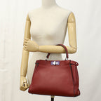 FENDI 8BN290 3ZN Peekaboo 2WAY hand Shoulder bag leather Red Women