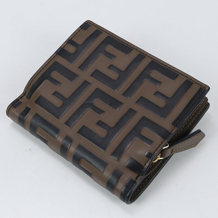 FENDI 8M0386 AAFM F13VK Bi-fold wallet F is Fendi Zucca Continental leather Brown Women