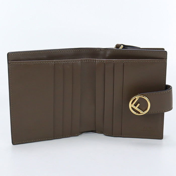 FENDI 8M0386 AAFM F13VK Bi-fold wallet F is Fendi Zucca Continental leather Brown Women