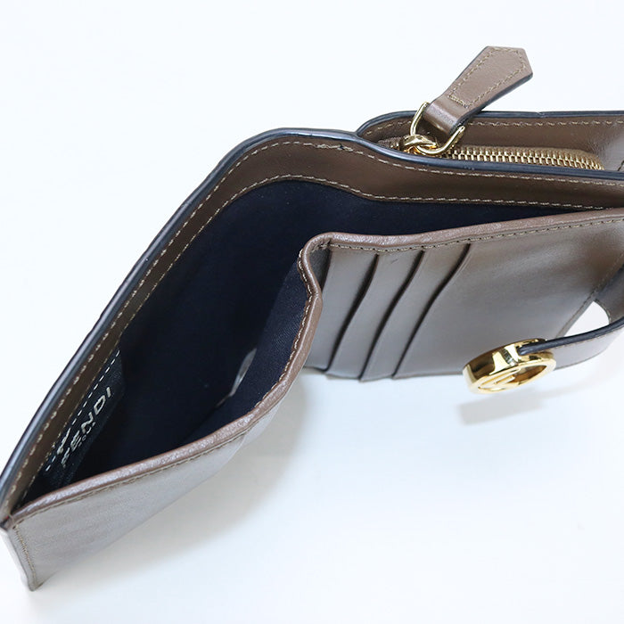 FENDI 8M0386 AAFM F13VK Bi-fold wallet F is Fendi Zucca Continental leather Brown Women