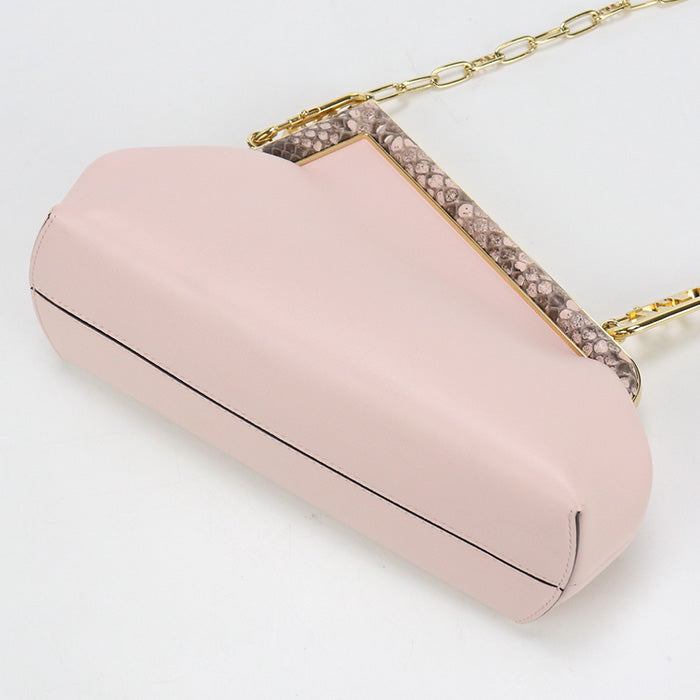 FENDI 8BP129 AKKU Fendi First Small ChainShoulder Bag  leather pink Women