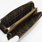 FENDI 8M0024 Long Wallet Zucca x Dot Pattern Zipper Wallet Purse PVC Brown Women