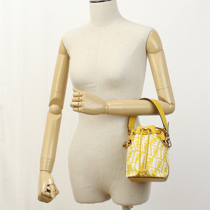 FENDI 8BS010 AFL1 F1E8K Shoulder Bag Montrezor Mini bag Cotton canvas, leather yellow Women