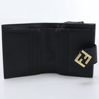 FENDI 8M0386 ALWA Bi-fold wallet FF Diamond Compact wallet Calf leather black Women