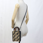FENDI 8BS051 AKMS F1E1C Handbag sunshine shopper mini 2WAY bag Raffia,leather black Women