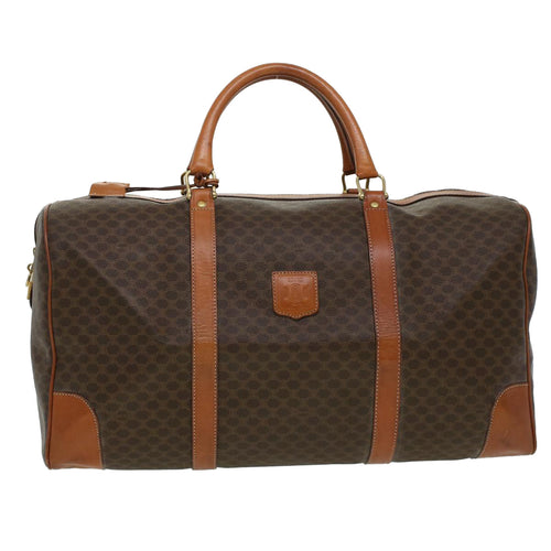 CELINE Macadam Canvas Boston Bag PVC Leather Brown  uy133