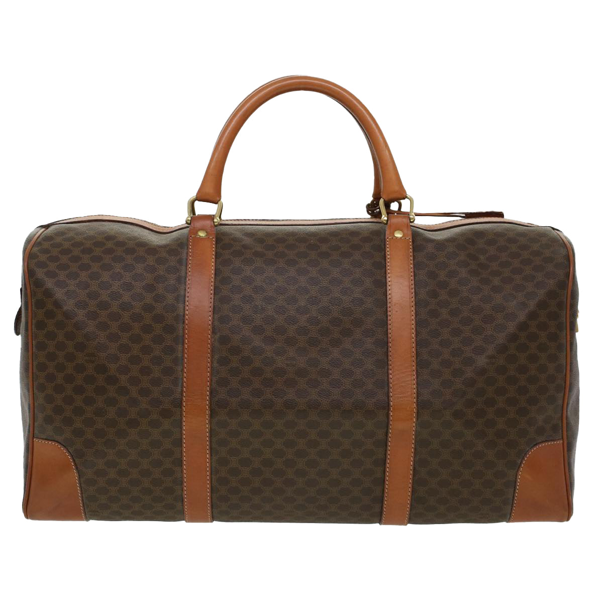 CELINE Macadam Canvas Boston Bag PVC Leather Brown  uy133