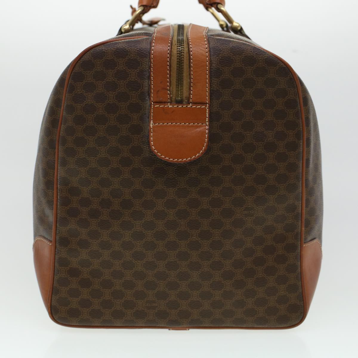 CELINE Macadam Canvas Boston Bag PVC Leather Brown  uy133