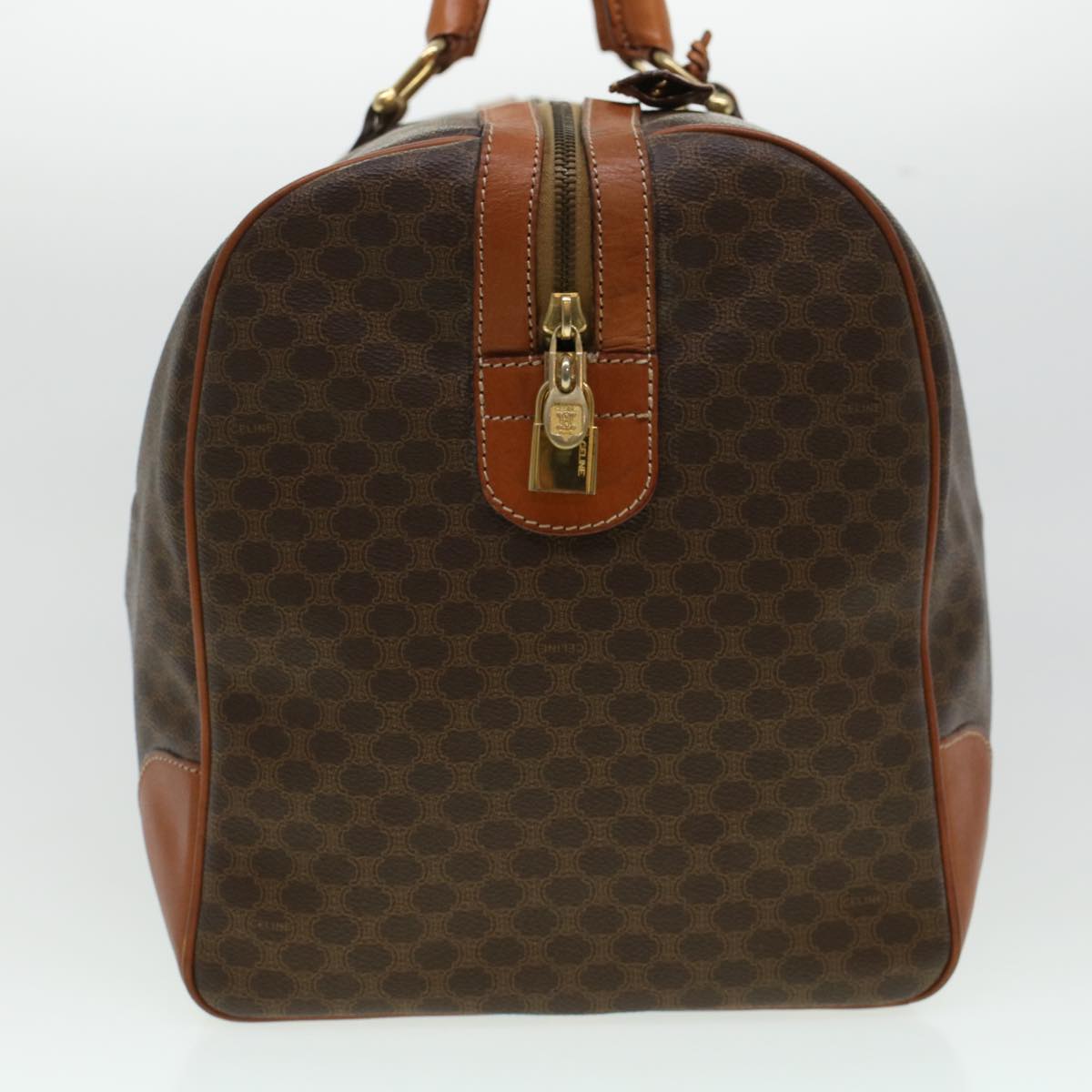 CELINE Macadam Canvas Boston Bag PVC Leather Brown  uy133