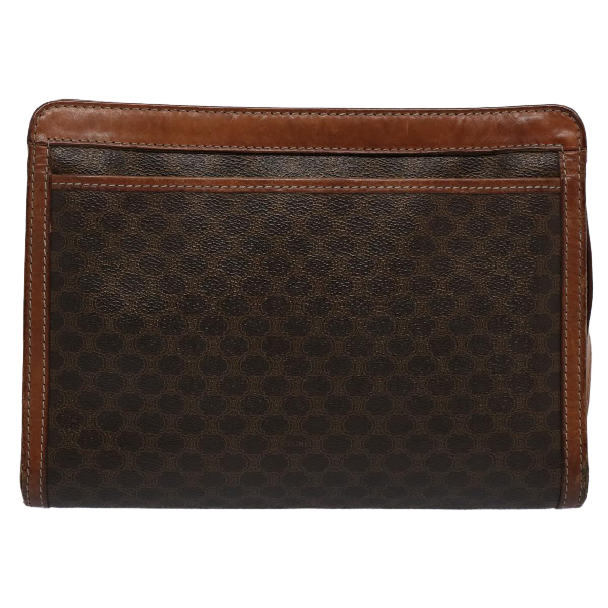CELINE Macadam Canvas Clutch Bag PVC Leather Brown  uy144