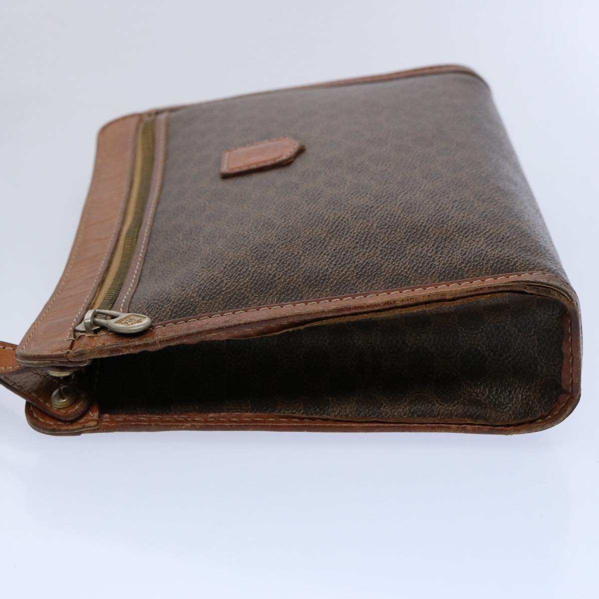 CELINE Macadam Canvas Clutch Bag PVC Leather Brown  uy144