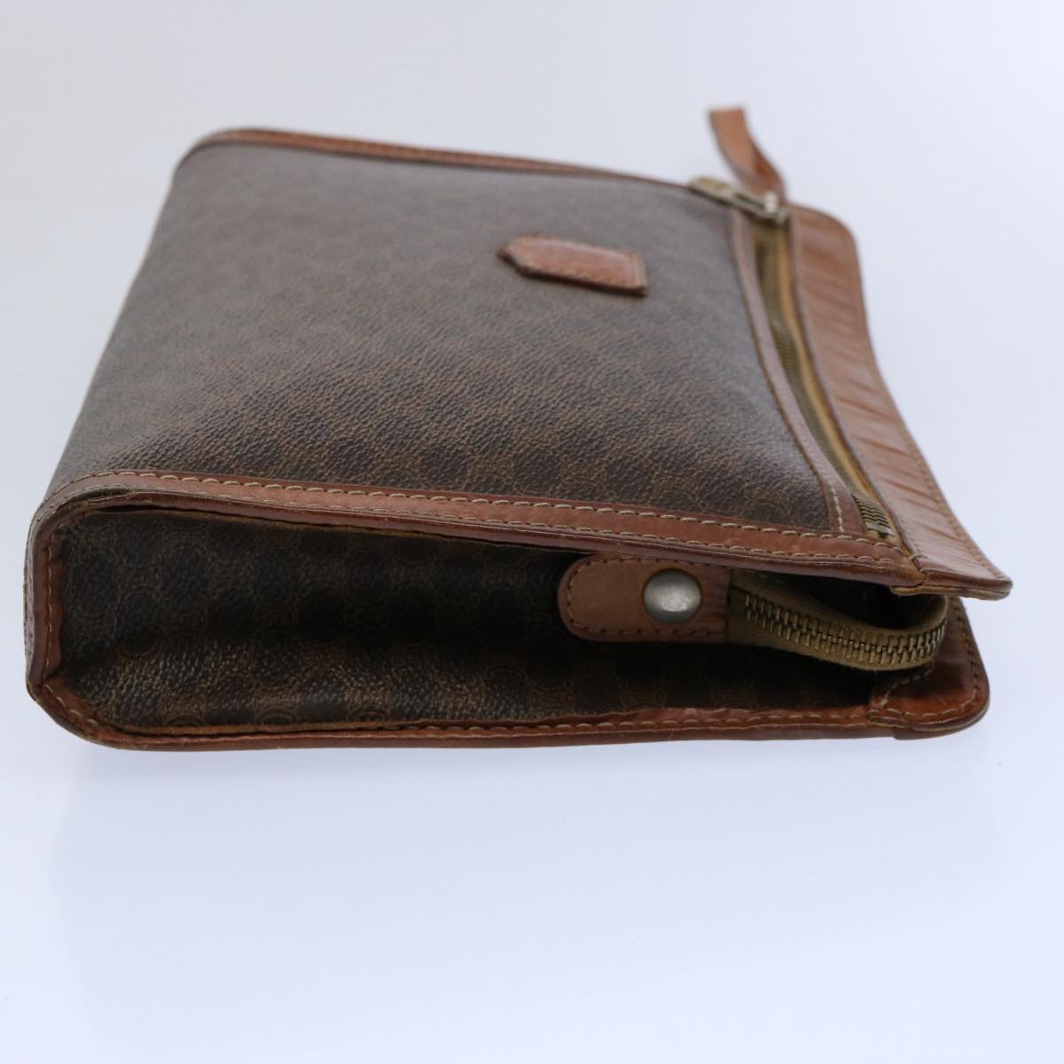 CELINE Macadam Canvas Clutch Bag PVC Leather Brown  uy144