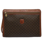 CELINE Macadam Canvas Clutch Bag PVC Leather Brown  uy149