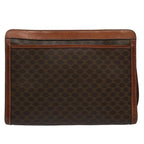 CELINE Macadam Canvas Clutch Bag PVC Leather Brown  uy149