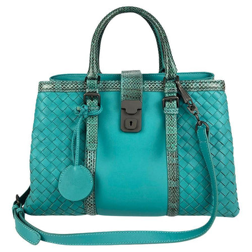 BOTTEGA VENETA Teal Nappa Ayers Small Roma Bag