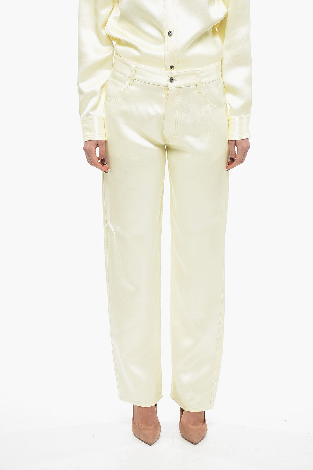 Bottega Veneta Viscose and Silk Blend Pants with Loose Fit
