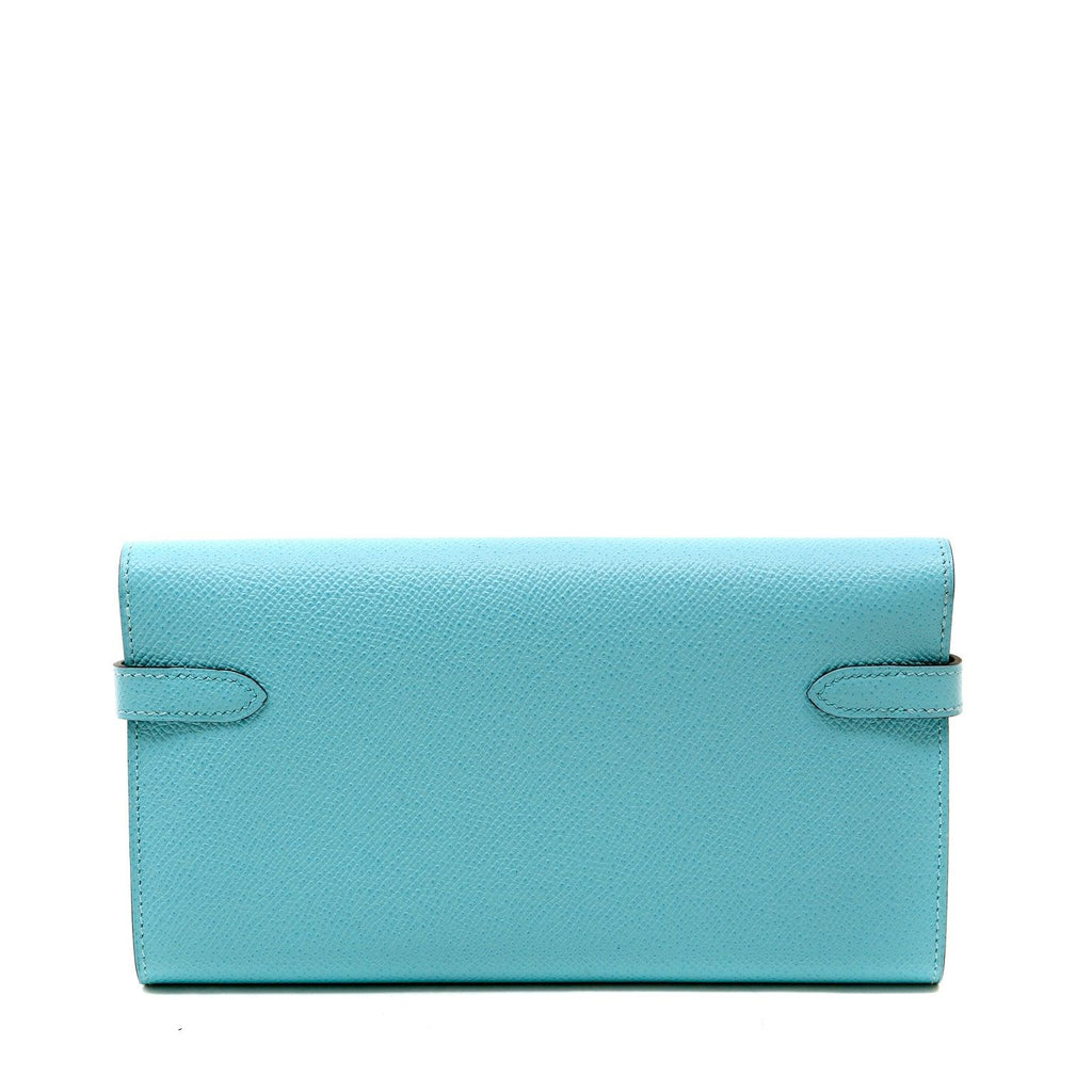 Hermes Robin's Egg Blue Epsom Kelly Wallet with Palladium Hardware