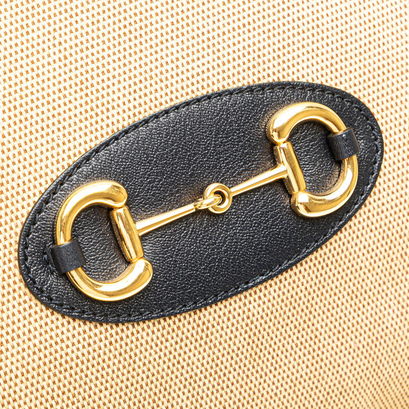 Gucci Horsebit Canvas Leather Tote Bag