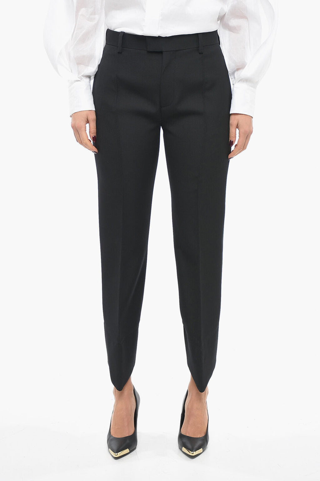 Bottega Veneta Wool Front-pleated Pants with Curved Design