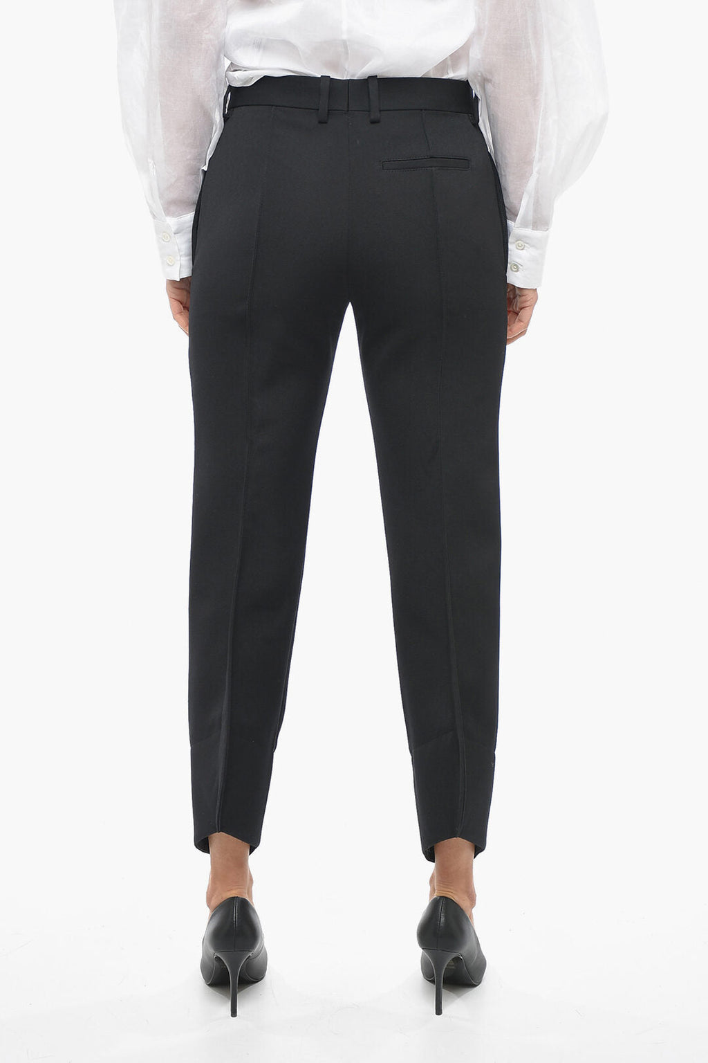 Bottega Veneta Wool Front-pleated Pants with Curved Design