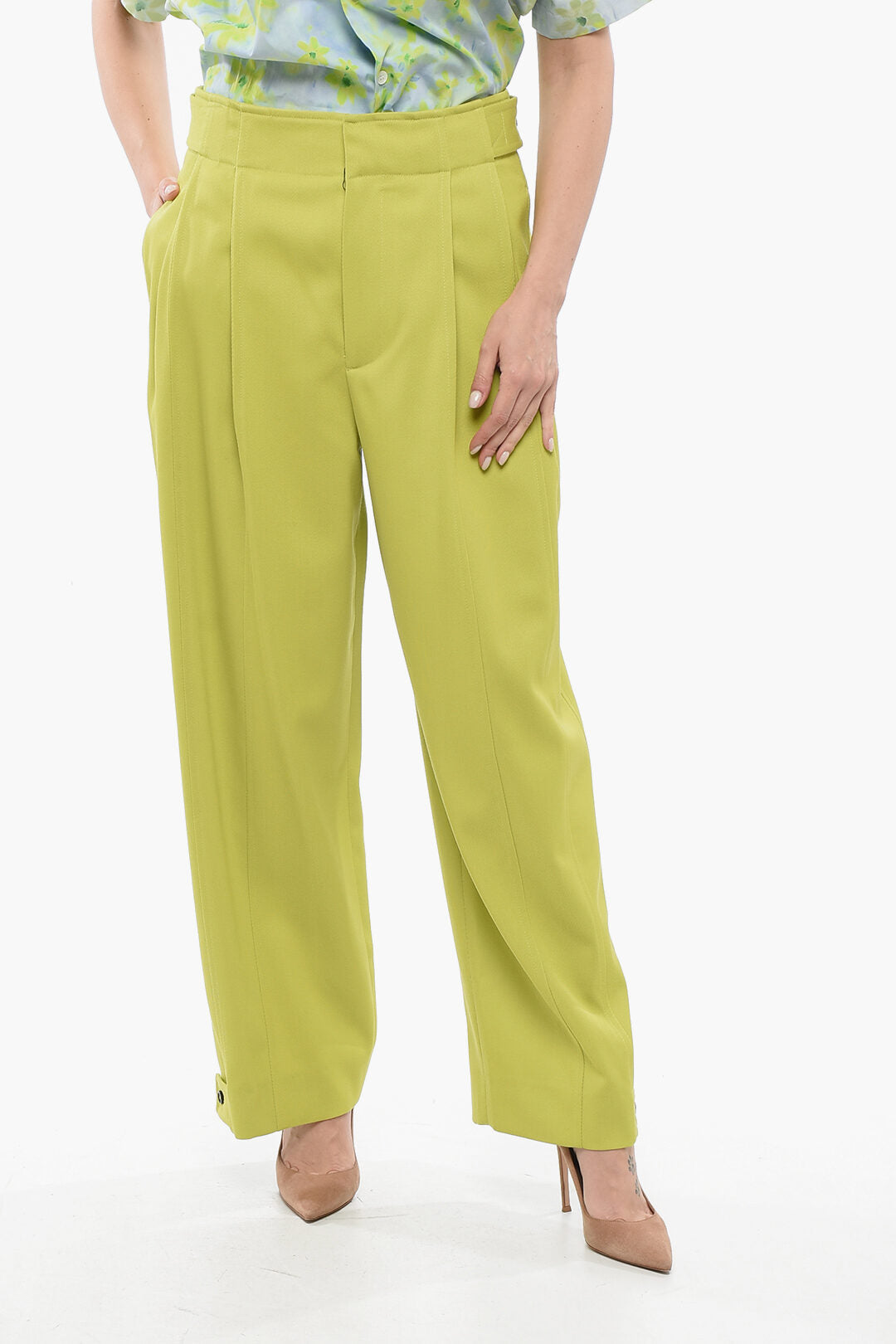 Bottega Veneta Wool Pleated Palazzo Pants
