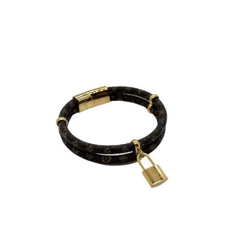 Louis Vuitton LOCK LEATHER GOLD BRACELET