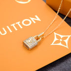 Louis Vuitton LOCK GOLD DIAMOND PENDANT NECKLACE