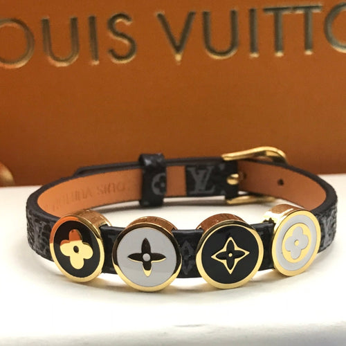 Louis Vuitton LEATHER ROPE 4 MOTIFS GOLD BRACELET
