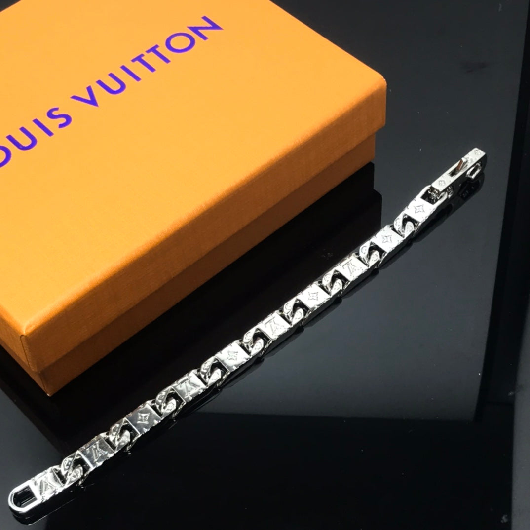 Louis Vuitton CHAIN LINK MONOGRAM SILVER BRACELET