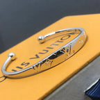 Louis Vuitton HIGH VERSION LETTER OPEN CUFF SILVER BRACELET