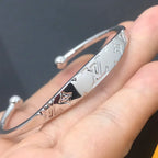 Louis Vuitton HIGH VERSION LETTER OPEN CUFF SILVER BRACELET