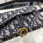 DIOR SADDLE 17CM BELT BEG BLUE OBLIQUE EMBROIDERY