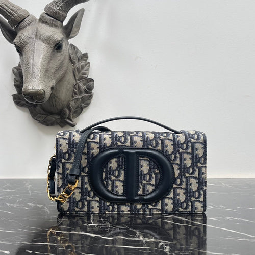 DIOR SIGNATURE 21CM BLUE OBLIQUE EMBROIDERY