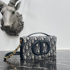 DIOR SIGNATURE 21CM BLUE OBLIQUE EMBROIDERY