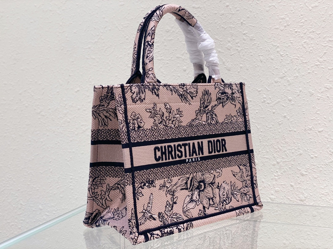 DIOR Small Book Tote 26.5cm Jardin Botanique Pink