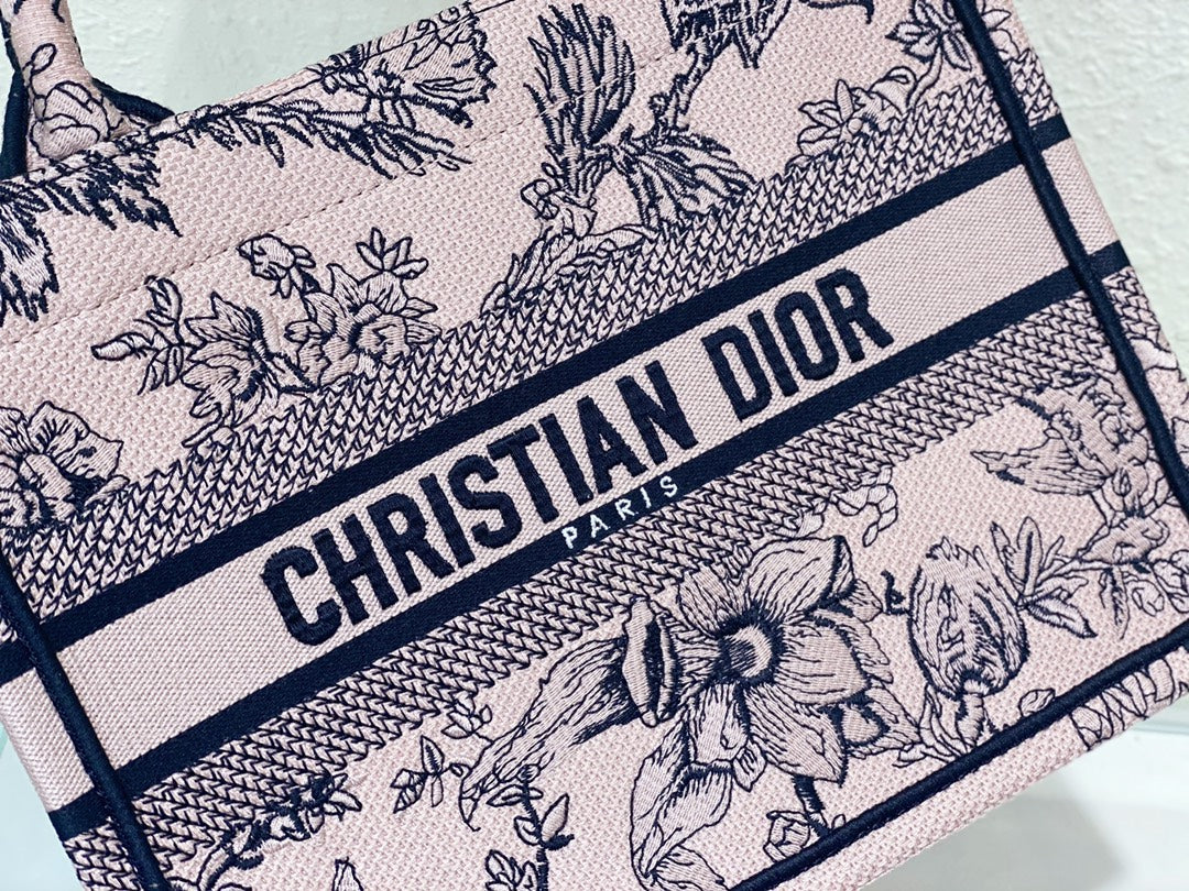 DIOR Small Book Tote 26.5cm Jardin Botanique Pink