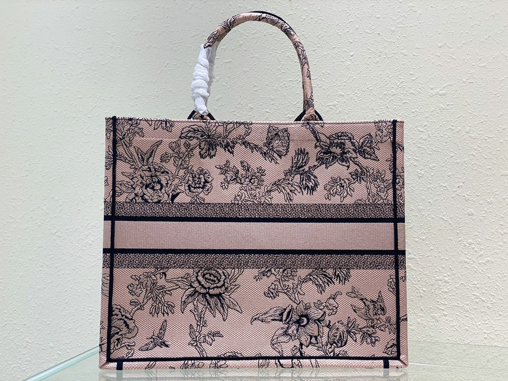 DIOR Large Book Tote 42cm Jardin Botanique Pink